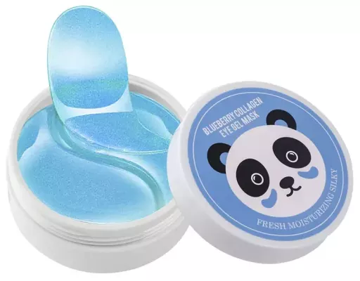 Adesivos para contorno dos olhos com col&aacute;geno e mirtilo, 60 unidades.