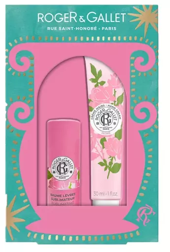 Conjunto de 2 pe&ccedil;as: B&aacute;lsamo labial de rosas + Creme para as m&atilde;os