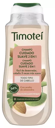 Timotei Shampoo 2 em 1 Suave com &Oacute;leo de Am&ecirc;ndoa e Coco 300ml